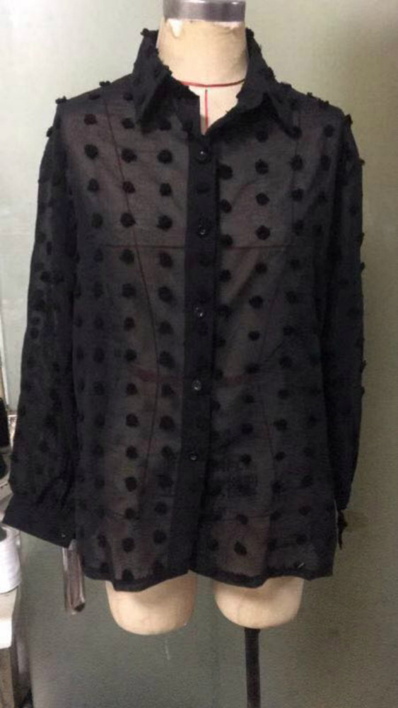 Solid Color Elegant Long Sleeve Polka Dot Loose Fashionable Casual Blouses