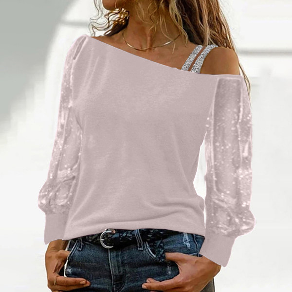 Fashion Long Sleeve Solid Color Sexy Strapless Casual Retro Blouses