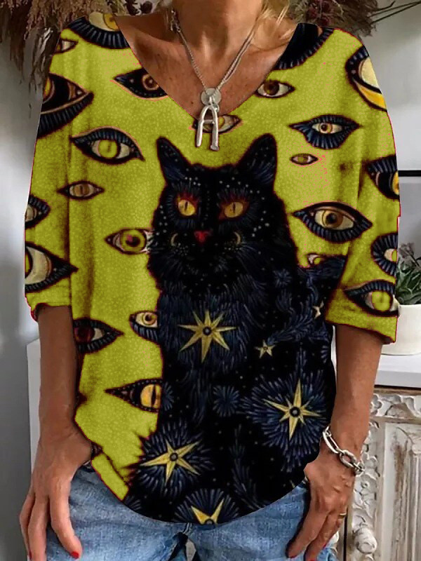 Women Long-sleeved Print Fashion Casual Shirts