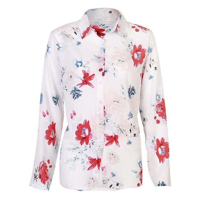 Long Sleeve Lapel Casual Top Elegant Chiffon  Blouses & Shirts