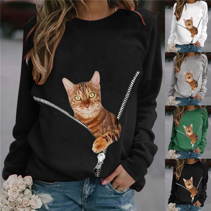 Fashion Casual Loose Print Round Neck Long-Sleeved Sweatshirts