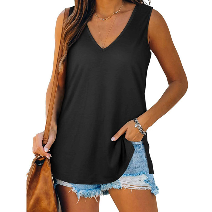 Fashion Casual Pure Color Sleeveless Camis Tops