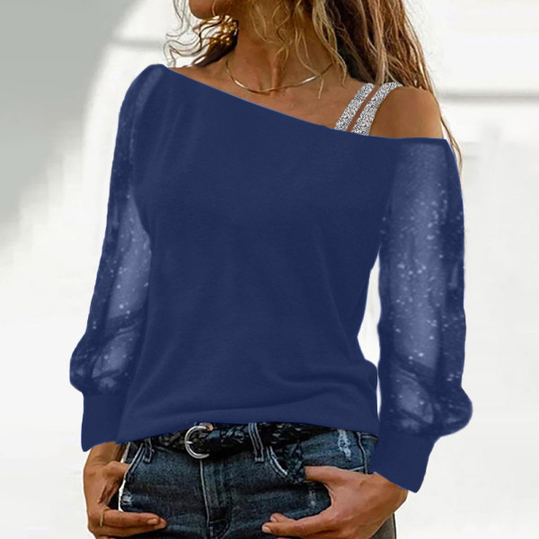 Fashion Long Sleeve Solid Color Sexy Strapless Casual Retro Blouses