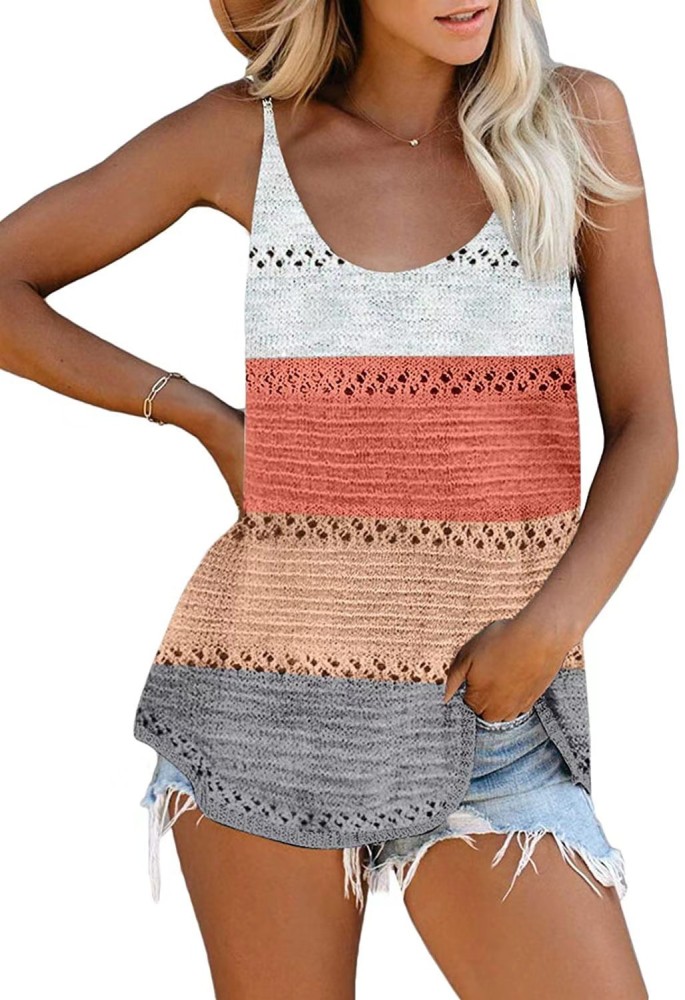 Fashion Camisole Knitted Vest Stitching Casual Loose T-Shirts