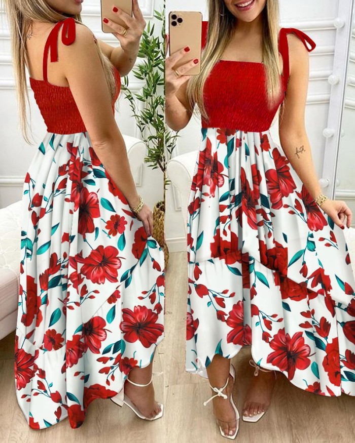 Fashion Irregular Strapless Backless Sleeveless Print Sexy Bohemian Maxi Dress