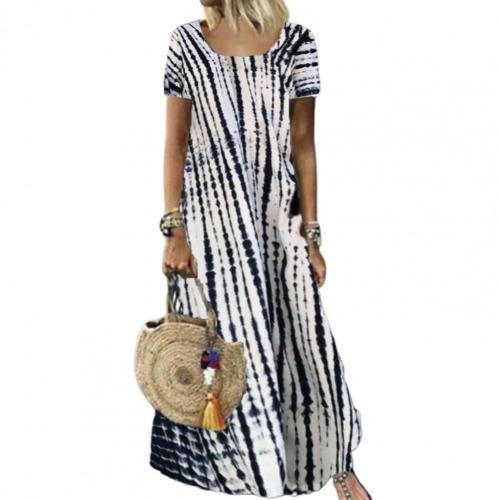 Chic Casual O-Neck Tie-Dye Short-Sleeve Oversized Maxi Dress