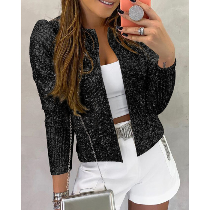 Fashion Sequin Jackets Glitter Coats Elegant Outwear