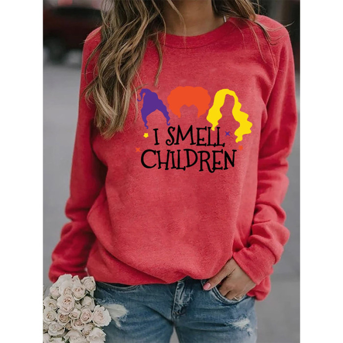 New Women Thick Top Round Neck Long Sleeve Pullover Printed Sweatshirts