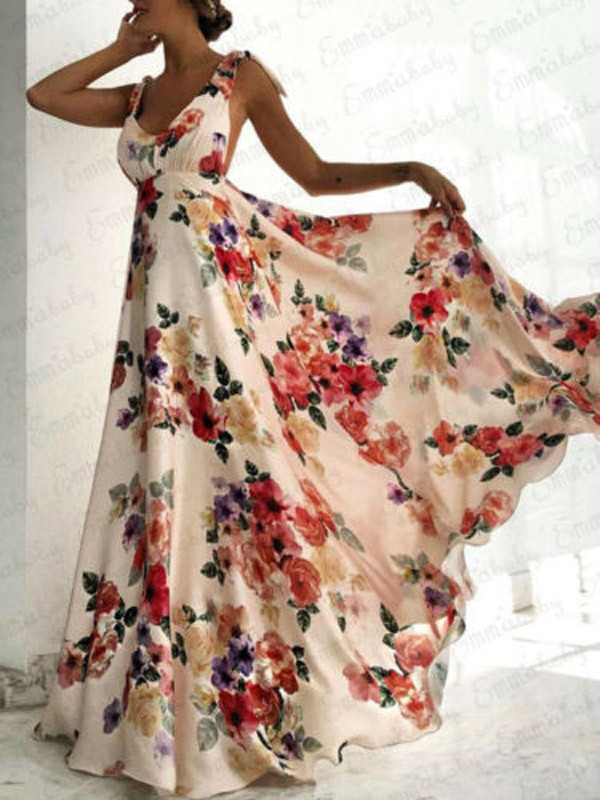 Elegant Fashion Floral Print Maxi Dress