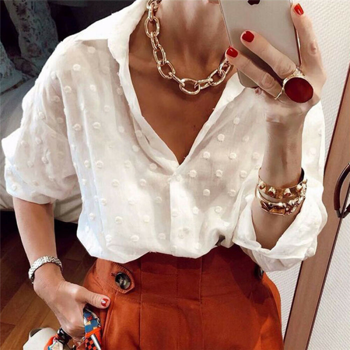 Fashion Top Polka Dot Elegant  Blouses