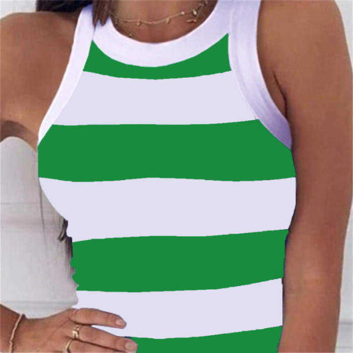 Striped Halter Top Sleeveless Chic Lounge  Blouses & Shirts