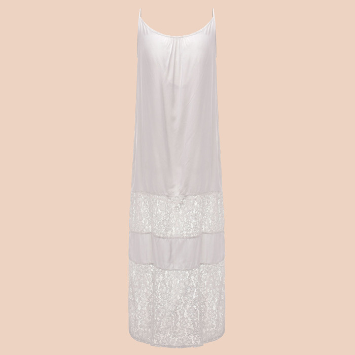 Elegant Bohemian Lace Fashionable Solid Color Loose  Maxi Dress