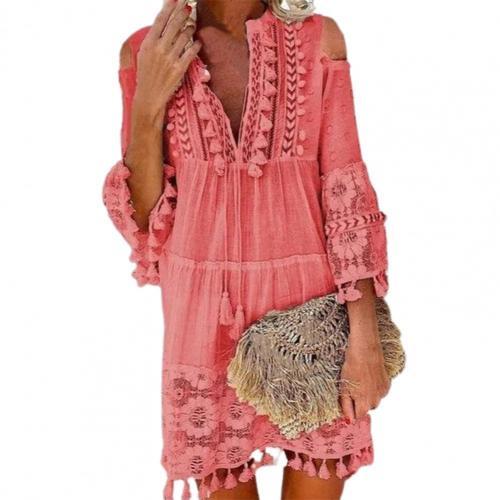 Sexy Lace Deep V-Neck Casual Boho Dress