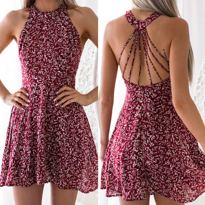 Bohemian Sling Floral Slim Fit Sleeveless Mini Dress