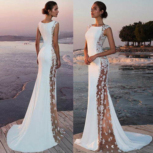 Sexy Sleeveless Lace Patchwork Lace Long Elegant Evening Dress