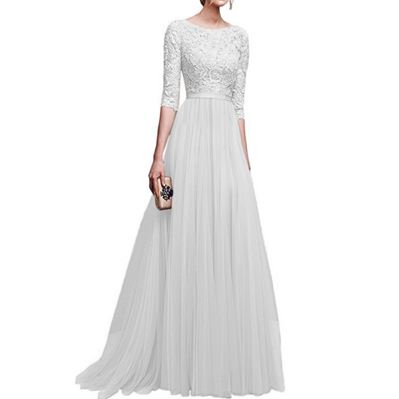 Women Lace Chiffon Elegant Party Evening Dresses