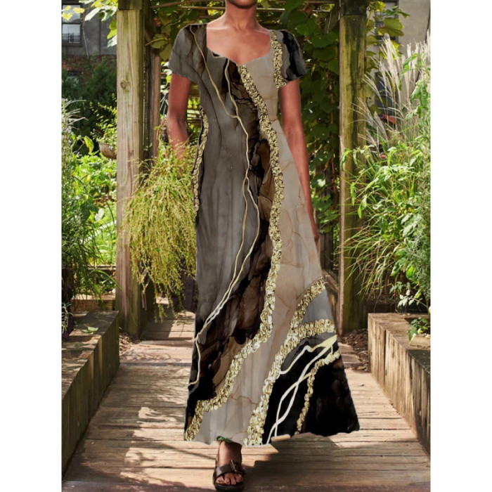 Women Loose Vintage Fashion Ruffles Boho Casual Elegant Dress