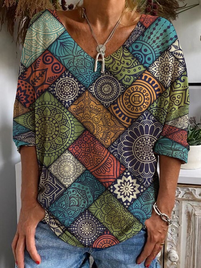 Women Long-sleeved Print Fashion Casual Shirts