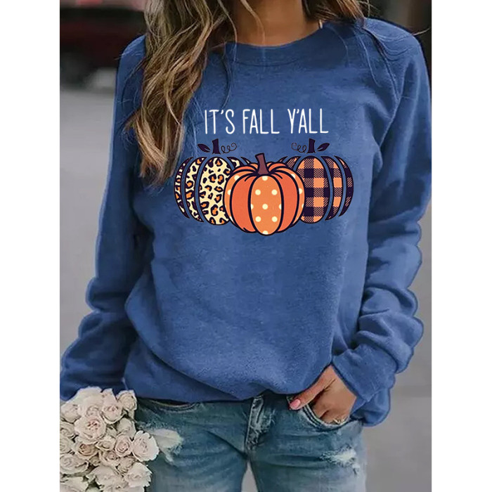 New Women Thick Top Round Neck Long Sleeve Pullover Printed Sweatshirts