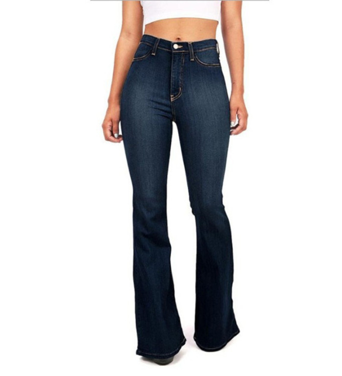 Women's Fashion High Waist Casual Slim Flared Jeans