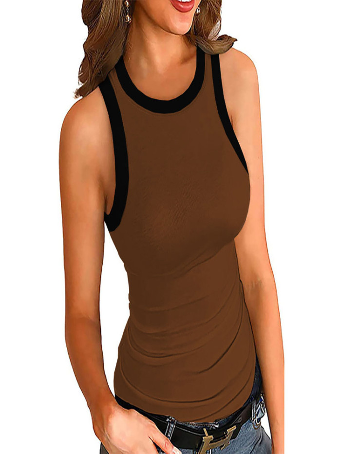 Women Casual Tank Top O-neck Sleeveless Fitness Sport Vest