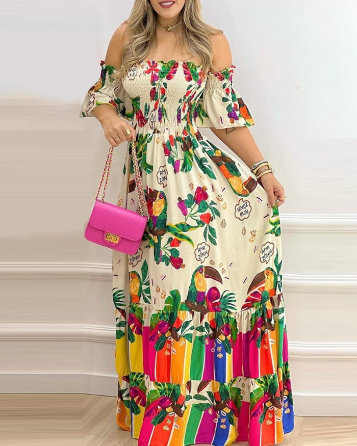 Sexy Printed Bohemian Fashion Swing Party Holiday  Maxi Dress