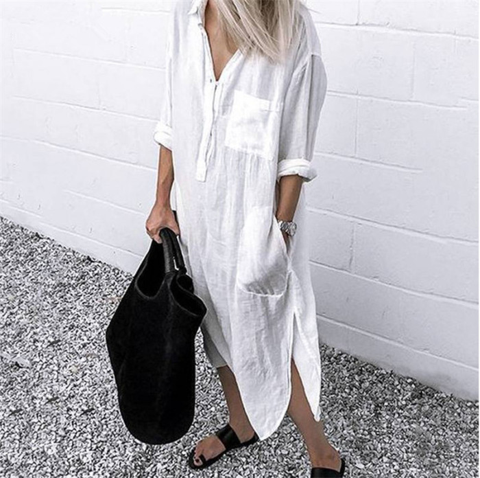 Cotton Casual Long Sleeve Elegant Dress