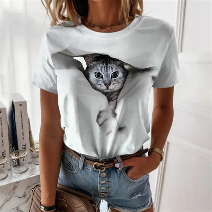 Fashion Women's Short Sleeve Printed Pattern Casual T-Shirt