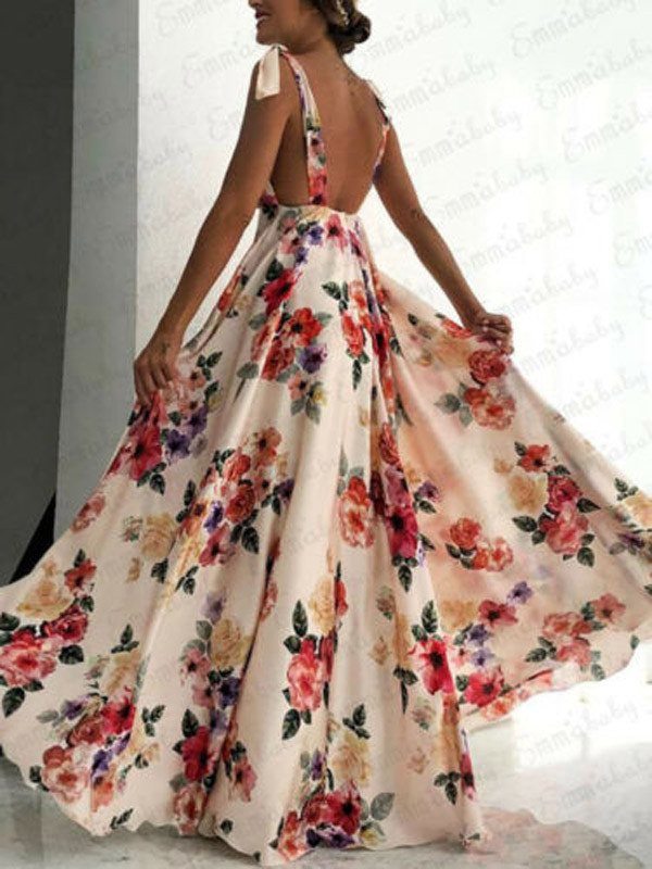 Elegant Fashion Floral Print Maxi Dress