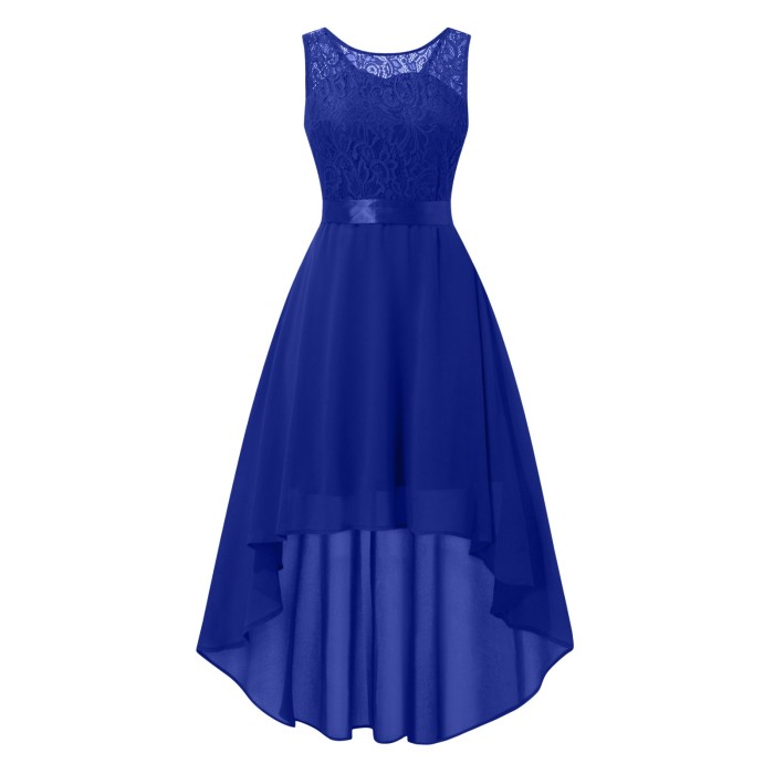 Fashionable Lace Solid Color Ruffled Ball Evening  Midi Dress