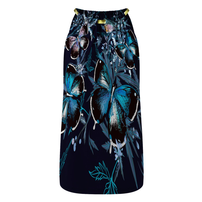 Fashion Print Sleeveless Sleeveless Butterfly Print Casual Loose Mini Dress
