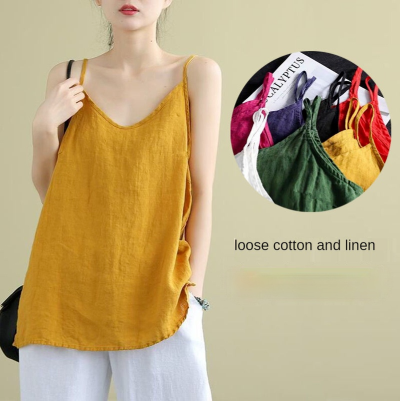 Women's Cotton V Neck Basic Sleeveless Loose Casual Camis