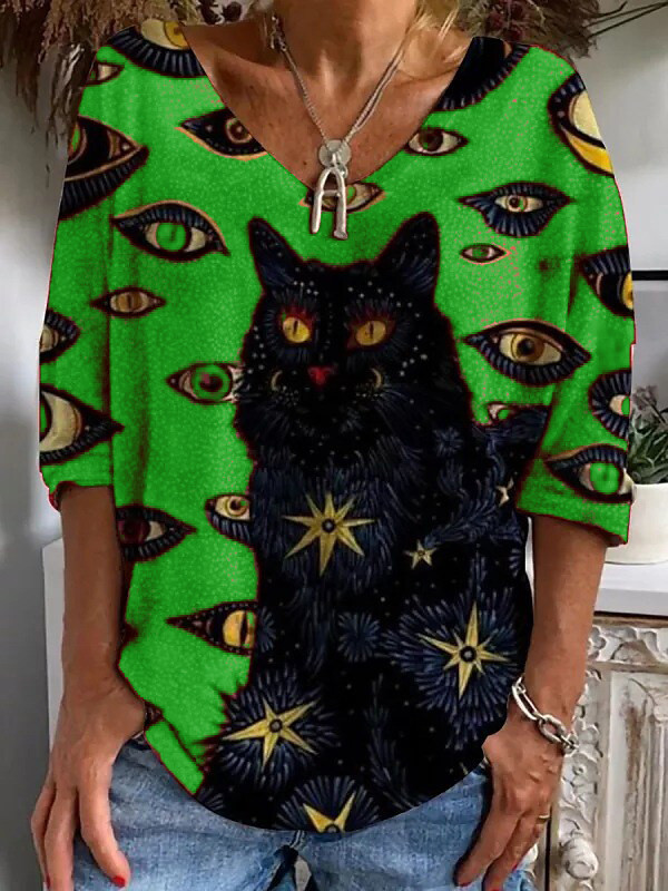 Women Long-sleeved Print Fashion Casual Shirts