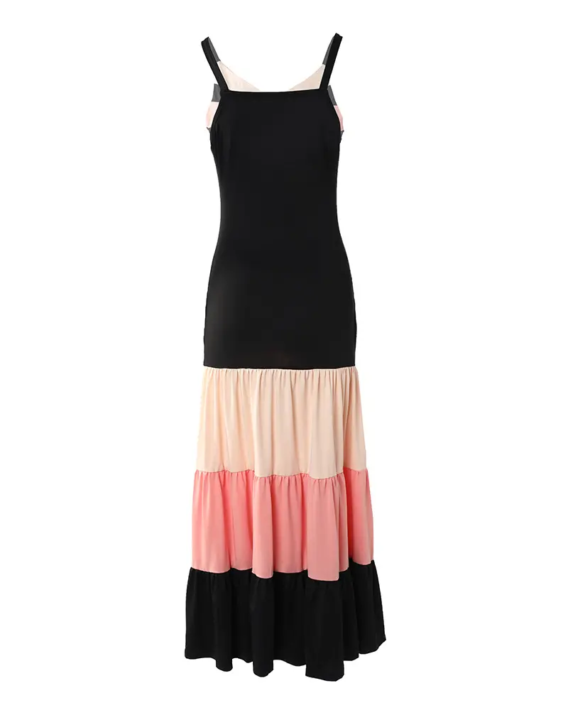 Colorful Sleeveless Ruffle Dress