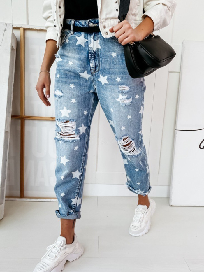 Women's Fashion Slim Ripped Loose Jeans