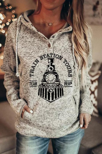 Train Station Tours Copper Button Hoodie