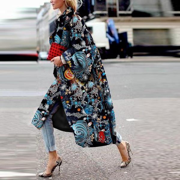 Women's Autumn Long Sleeve Lapel Printed Woolen Coats main image 0