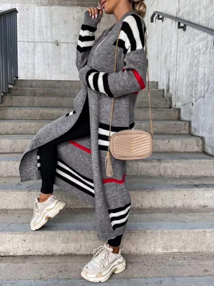 Women Loose Fit Long V-Neck Full Sleeve Casual Streetwear Sweaters  Cardigan