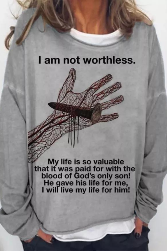 Jesus Print Crew Neck Long Sleeve Sweatshirt