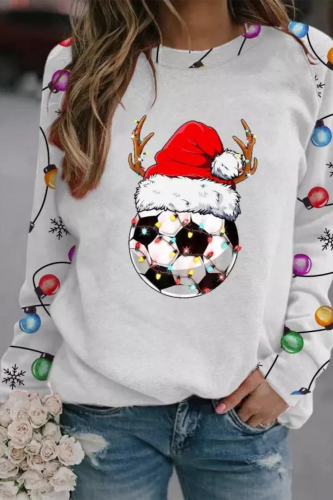 Women's Christmas Lights World Cup Soccer Print Sweatshirt