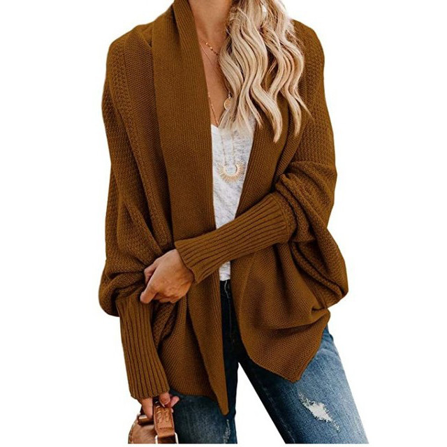 Sweater Cardigan Women Fashion Solid Color Loose Batman Sleeves