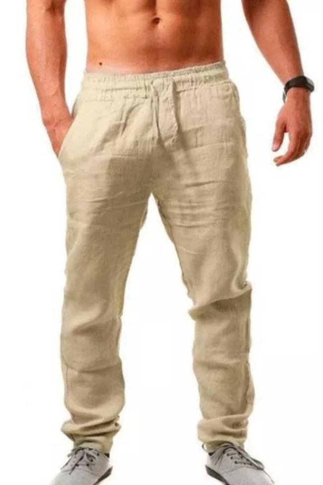 Men's Linen Pants Men's Hip-hop Breathable Cotton And Linen Trousers Trend Solid Color Casual Pants