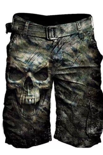 Men's Tactical Cargo Shorts Patterned Skull Print Multiple Pockets Shorts