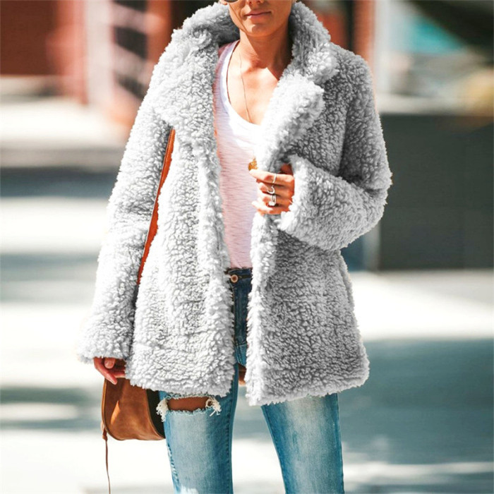 Fashion Fleece Jacket Fluffy Cropped Button Faux Fur Cardigan Coat