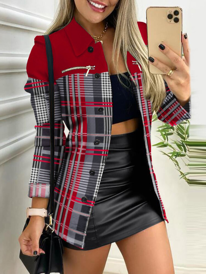 Turn-Down Collar Printing Fashion Single Breasted Cardigan Button Casual Long Sleeve Jackets