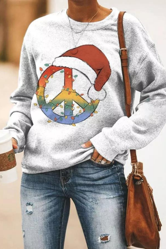 Women's Christmas Hippie Peace Sign  Sweatshirt