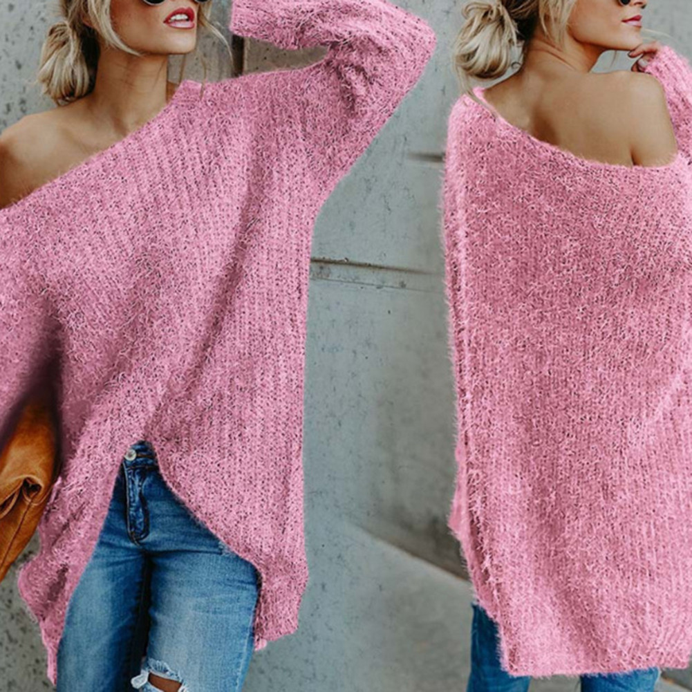 Sexy Solid Color Weave Off Shoulder Sweaters
