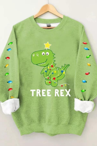 Women's Merry Christmas TREE REX Fun Print Casual Sweatshirt