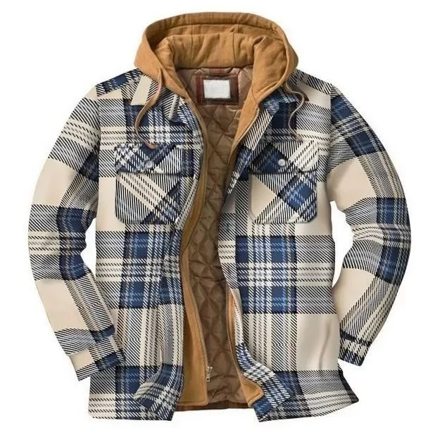 Mens Winter Plaid Thick Casual Jacket