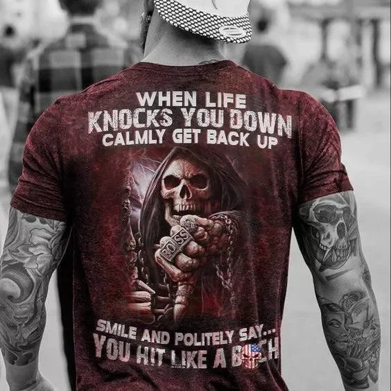 When Life Knocks You Down Calmly Get Back Up Print Mens T-Shirt